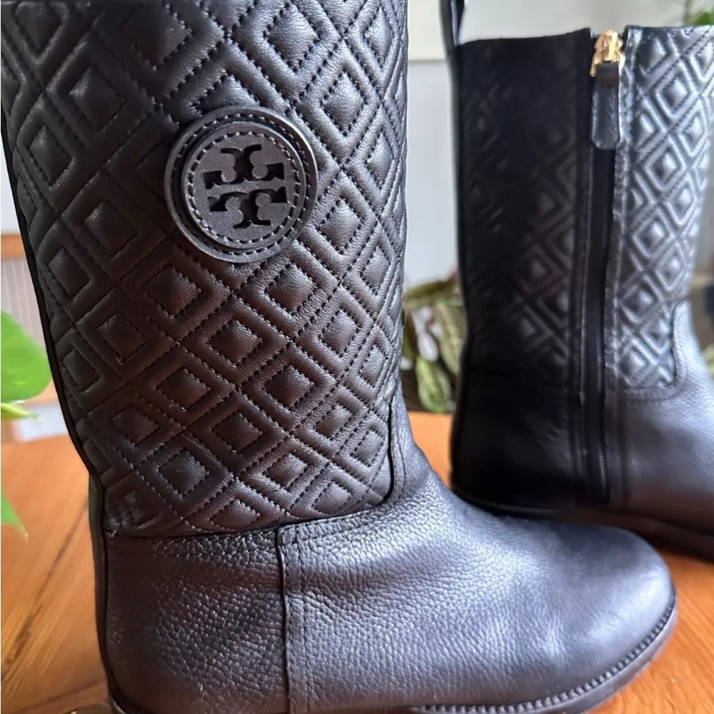 Tory Burch Black Quilted Boots - Picture 4 of 7